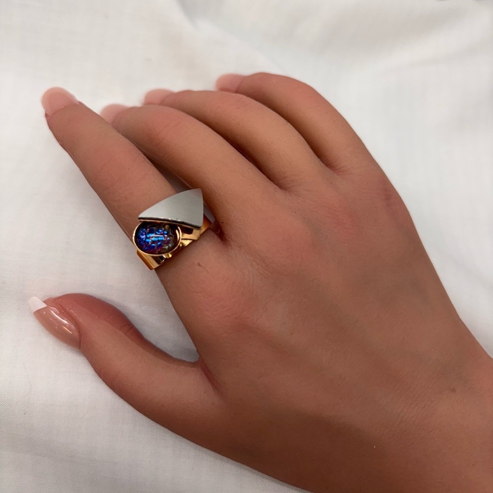 Vintage Christophe Poly Modernist Geometric Ring